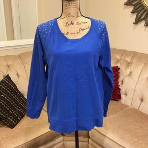 Style & Co blue rhinestone sweater
